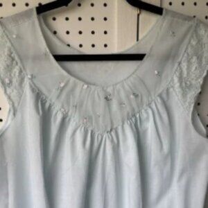Vintage Sears Perma Prest Night Gown Dress Lace Trim Light Green Size 36-38